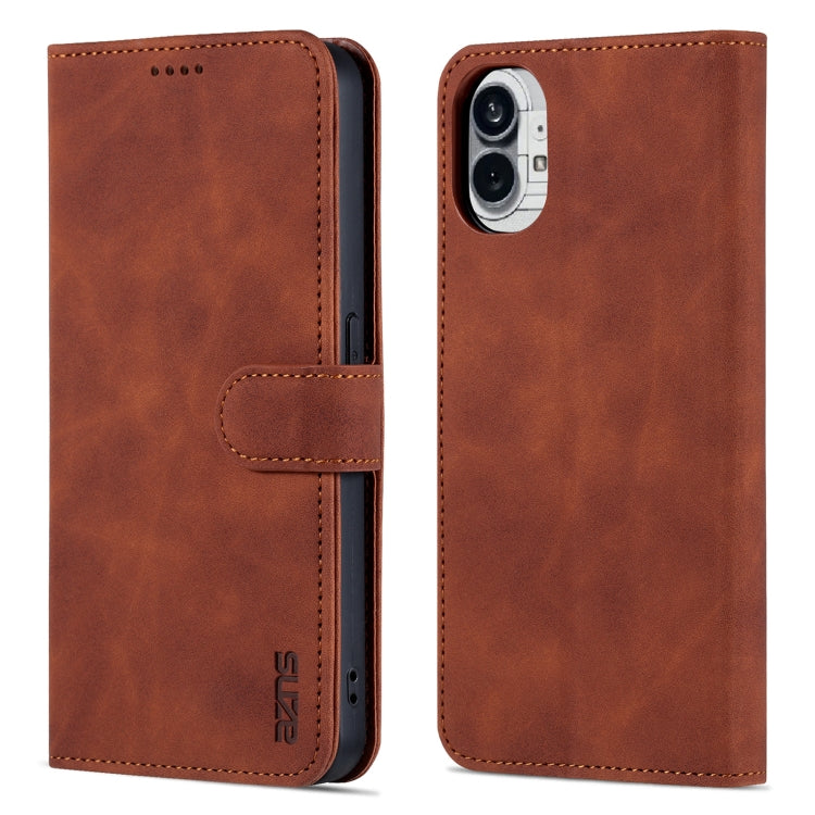 For Nothing Phone 1 AZNS Skin Feel Calf Texture Flip Leather Phone Case (Brown) - Nothing Cases by AZNS | Online Shopping South Africa | PMC Jewellery | Buy Now Pay Later Mobicred