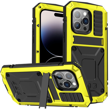 For iPhone 14 Pro Max R-JUST Shockproof Waterproof Dust-proof Case with Holder (Yellow) - iPhone 14 Pro Max Cases by R-JUST | Online Shopping South Africa | PMC Jewellery