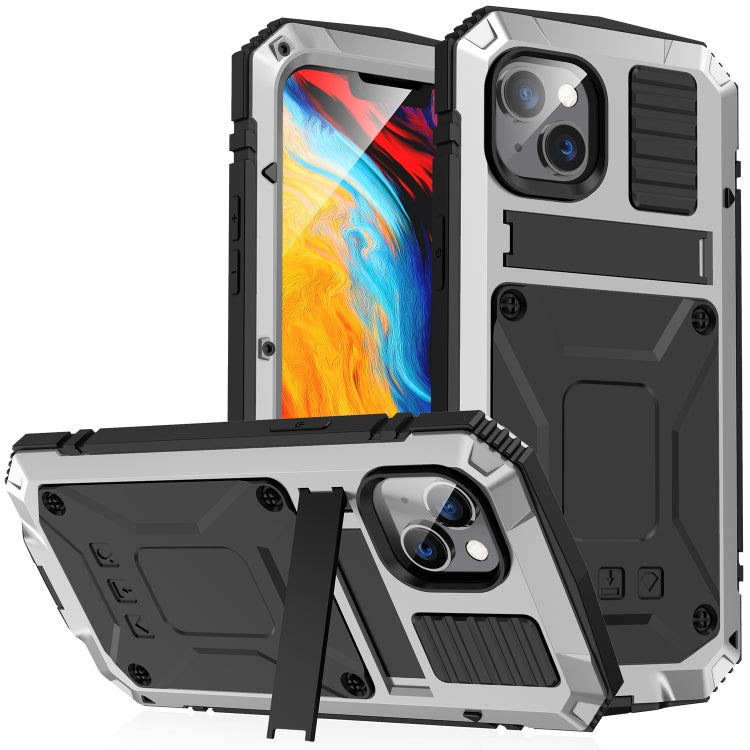 For iPhone 14 Plus R-JUST Shockproof Waterproof Dust-proof Case with Holder (Silver) - free shipping - PMC TechLife - Order now!