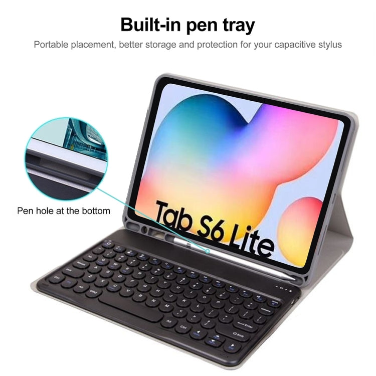 Round Cap Bluetooth Keyboard Leather Case with Pen Slot, without Touchpad For Samsung Galaxy Tab S7(Dark Blue+Black Keyboard) - Samsung Keyboard by PMC Jewellery | Online Shopping South Africa | PMC Jewellery