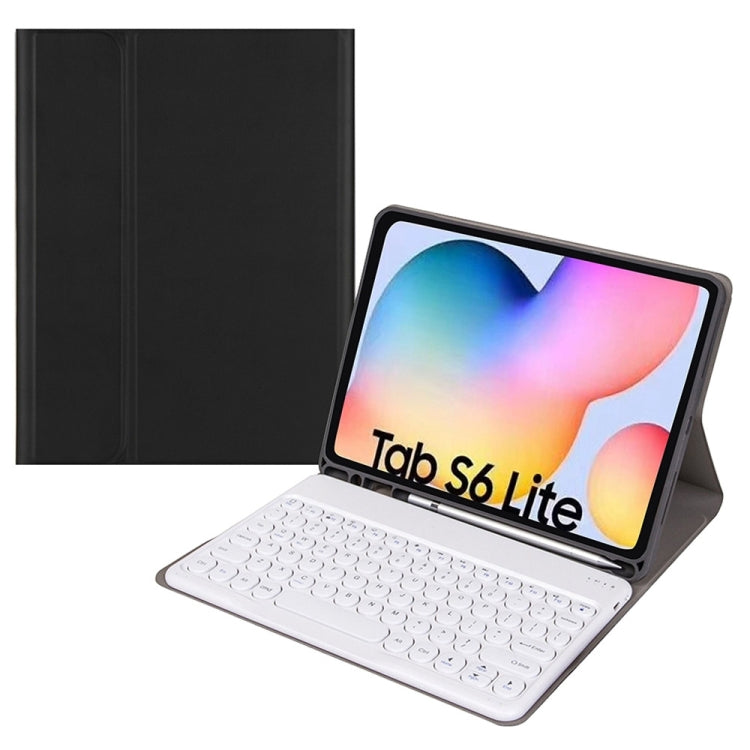 Round Cap Bluetooth Keyboard Leather Case with Pen Slot, without Touchpad For Samsung Galaxy Tab A7 10.4 2020(Black+White Keyboard) - Samsung Keyboard by PMC TechLife | Online Shopping South Africa | PMC TechLife
