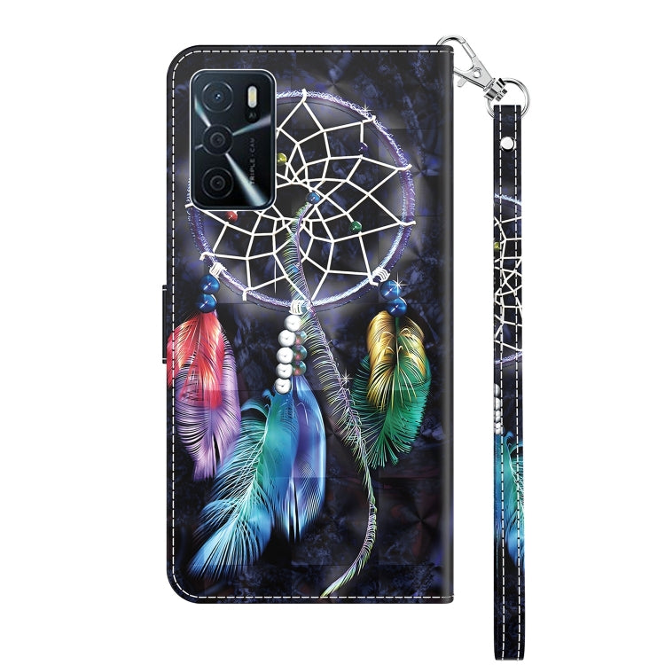 For OPPO A54 5G / A74 5G 3D Painted Leather Phone Case(Colorful Dreamcatcher) - OPPO Cases by PMC TechLife | Online Shopping South Africa | PMC TechLife
