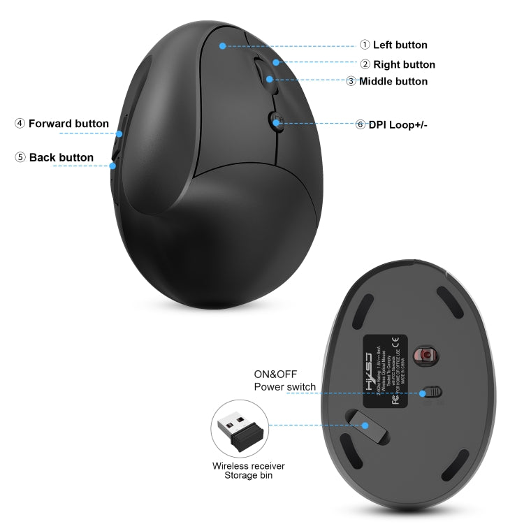 X10 2.4G Wireless Rechargeable Vertical Ergonomic Gaming Mouse(Black) - Wireless Mice by PMC Jewellery | Online Shopping South Africa | PMC Jewellery | Buy Now Pay Later Mobicred