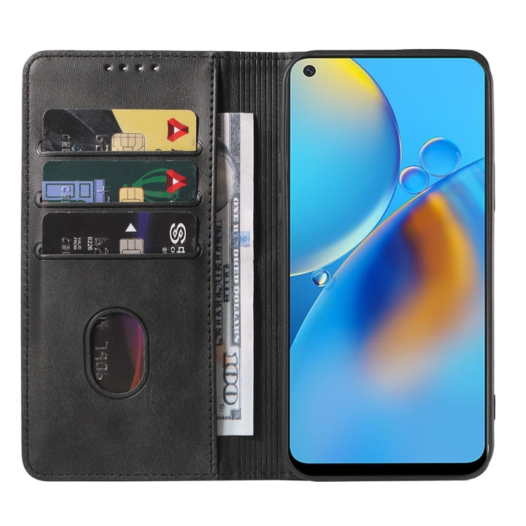 For OPPO A74 4G Magnetic Closure Leather Phone Case(Black) - OPPO Cases by PMC TechLife | Online Shopping South Africa | PMC TechLife | Buy Now Pay Later Mobicred