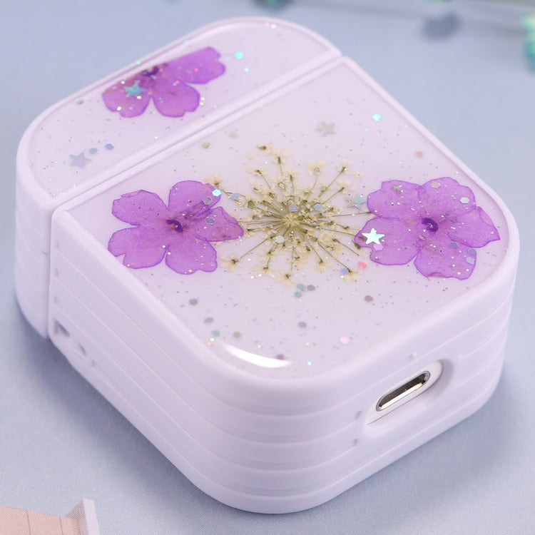 For AirPods 1 / 2 Beautiful Ladies Flowers Pattern Wireless Earphone Protective Case(Purple) - For AirPods 1/2 by PMC TechLife | Online Shopping South Africa | PMC TechLife