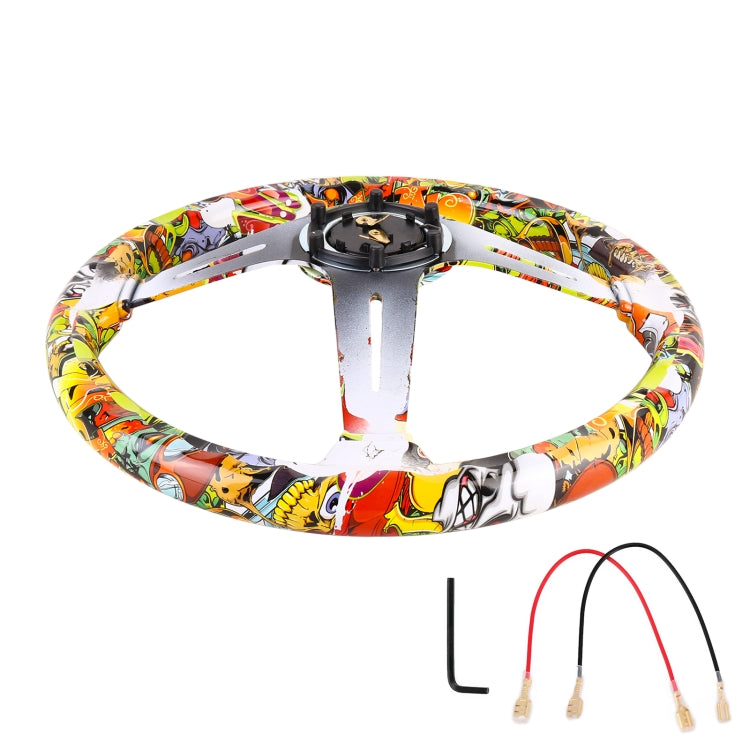 35cm Car Racing Graffiti ABS Steering Wheel(Style 3) - Steering Wheel Accessories by PMC Jewellery | Online Shopping South Africa | PMC Jewellery | Buy Now Pay Later Mobicred