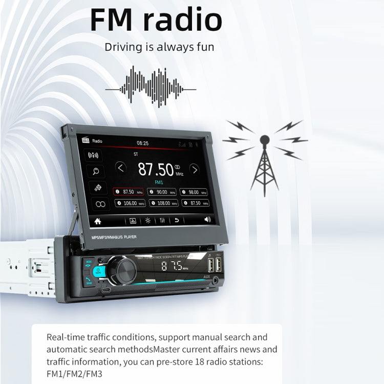 9901 7 inch Car  Retractable MP5 Player Supports FM & Mobile Phone Internet - Car MP3 & MP4 & MP5 by PMC TechLife | Online Shopping South Africa | PMC TechLife | Buy Now Pay Later Mobicred