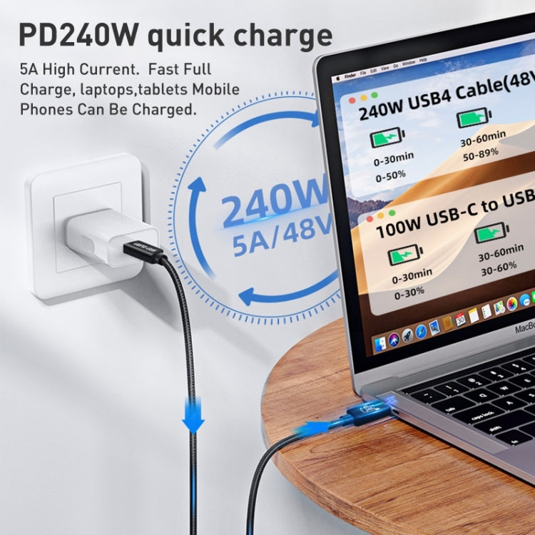 PD240W 40Gbps Dual Type-C USB4 Compatible Fast Charging Data Cable, Length:1m(Black) - USB-C & Type-C Cable by PMC TechLife | Online Shopping South Africa | PMC TechLife | Buy Now Pay Later Mobicred