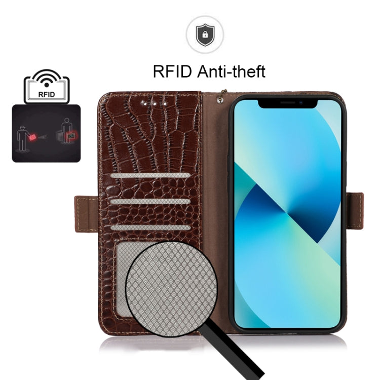 For Honor 70 Crocodile Top Layer Cowhide Leather Phone Case(Brown) - Honor Cases by PMC TechLife | Online Shopping South Africa | PMC TechLife | Buy Now Pay Later Mobicred
