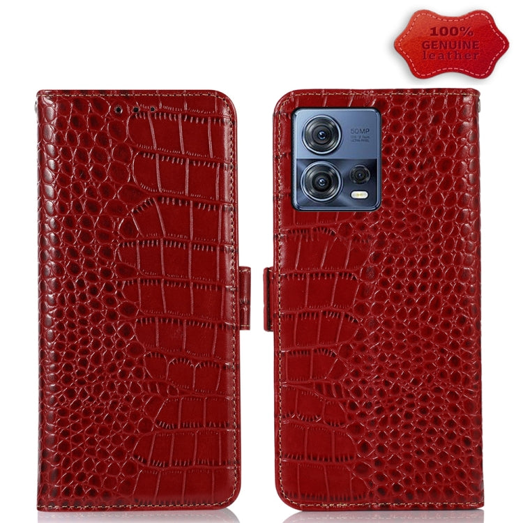 For Motorola Moto S30 Pro Crocodile Top Layer Cowhide Leather Phone Case(Red) - Motorola Cases by PMC TechLife | Online Shopping South Africa | PMC TechLife | Buy Now Pay Later Mobicred