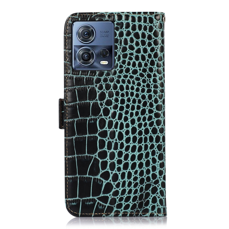 For Motorola Moto S30 Pro Crocodile Top Layer Cowhide Leather Phone Case(Green) - Motorola Cases by PMC TechLife | Online Shopping South Africa | PMC TechLife | Buy Now Pay Later Mobicred