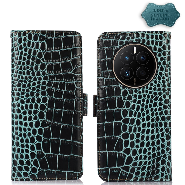 For Huawei Mate 50 Crocodile Top Layer Cowhide Leather Phone Case(Green) - Huawei Cases by PMC TechLife | Online Shopping South Africa | PMC TechLife | Buy Now Pay Later Mobicred