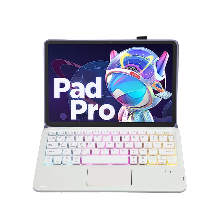 AM18-AS Tri-color Backlight Bluetooth Keyboard Leather Case with Touchpad For Lenovo XiaoXin Pad Pro 2022 11.2 inch(Blue) - Lenovo Keyboard by PMC TechLife | Online Shopping South Africa | PMC TechLife
