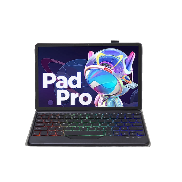 AM18-BS Tri-color Backlight Bluetooth Keyboard Leather Case For Lenovo XiaoXin Pad Pro 2022 11.2 inch(Black) - Lenovo Keyboard by PMC TechLife | Online Shopping South Africa | PMC TechLife | Buy Now Pay Later Mobicred