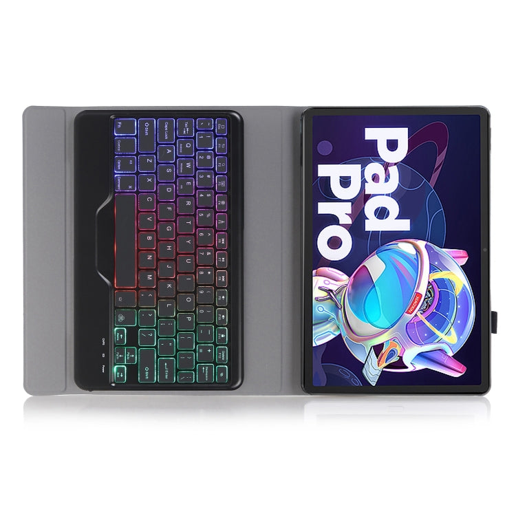 AM18-BS Tri-color Backlight Bluetooth Keyboard Leather Case For Lenovo XiaoXin Pad Pro 2022 11.2 inch(Black) - Lenovo Keyboard by PMC TechLife | Online Shopping South Africa | PMC TechLife | Buy Now Pay Later Mobicred