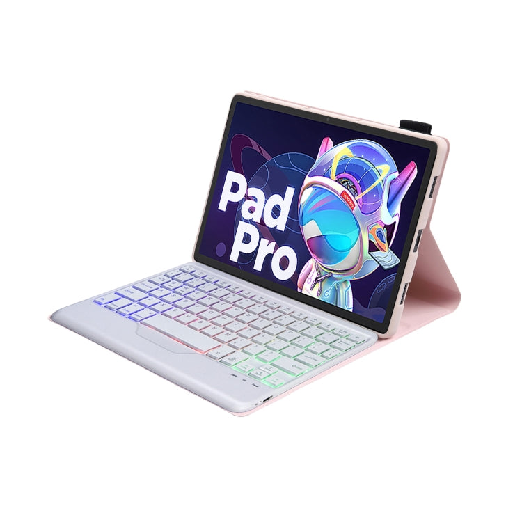 AM18-BS Tri-color Backlight Bluetooth Keyboard Leather Case For Lenovo XiaoXin Pad Pro 2022 11.2 inch(Pink) - Lenovo Keyboard by PMC TechLife | Online Shopping South Africa | PMC TechLife