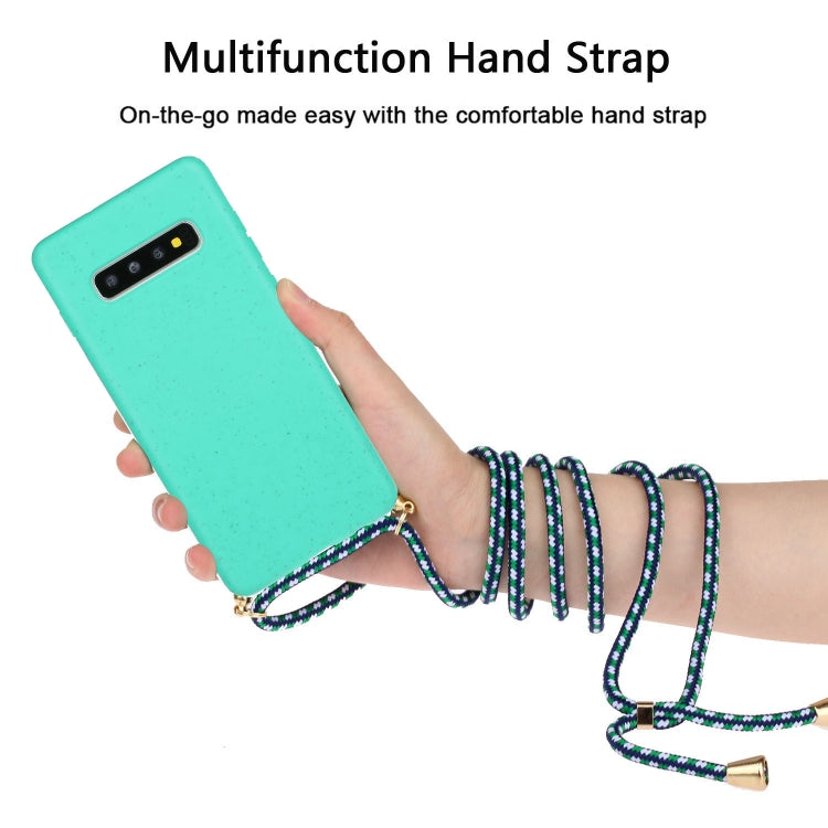 For Galaxy S10 Plus Wheat Straw Material + TPU Protective Case with Lanyard(Green) - Galaxy Phone Cases by PMC Jewellery | Online Shopping South Africa | PMC Jewellery