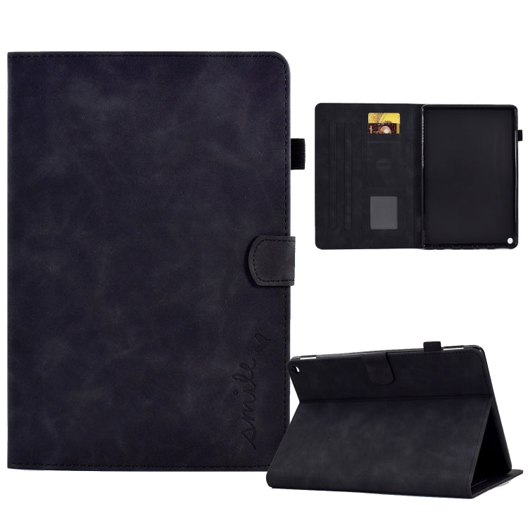 For Amazon Kindle Fire HD 10 2021 Embossed Smile Flip Tablet Leather Case(Black) - Amazon by PMC TechLife | Online Shopping South Africa | PMC TechLife | Buy Now Pay Later Mobicred