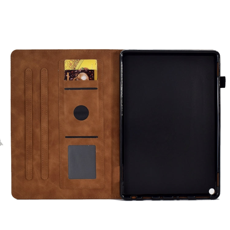 For Amazon Kindle Fire HD 10 2021 Embossed Smile Flip Tablet Leather Case(Brown) - Amazon by PMC TechLife | Online Shopping South Africa | PMC TechLife | Buy Now Pay Later Mobicred