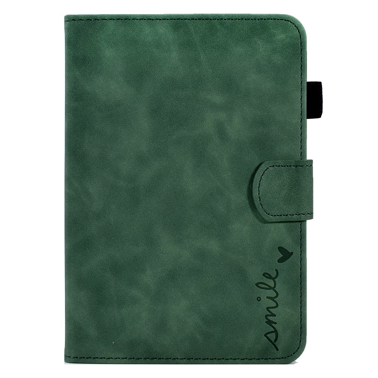 For Amazon Kindle Paperwhite 4/3/2/1 Embossed Smile Flip Tablet Leather Case(Green) - Amazon by PMC TechLife | Online Shopping South Africa | PMC TechLife | Buy Now Pay Later Mobicred