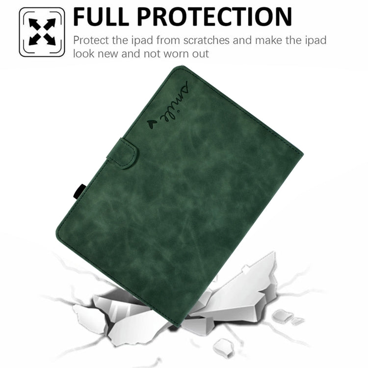 For Amazon Kindle Paperwhite 4/3/2/1 Embossed Smile Flip Tablet Leather Case(Green) - Amazon by PMC TechLife | Online Shopping South Africa | PMC TechLife | Buy Now Pay Later Mobicred