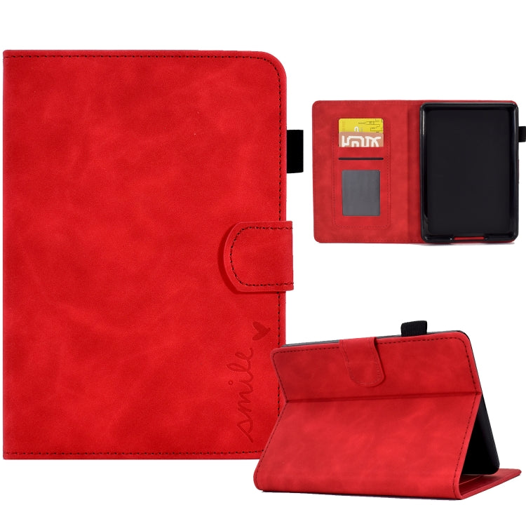 For Amazon Kindle Paperwhite 4/3/2/1 Embossed Smile Flip Tablet Leather Case(Red) - Amazon by PMC TechLife | Online Shopping South Africa | PMC TechLife | Buy Now Pay Later Mobicred