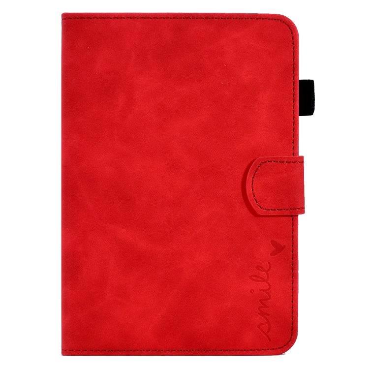 For Amazon Kindle Paperwhite 4/3/2/1 Embossed Smile Flip Tablet Leather Case(Red) - Amazon by PMC TechLife | Online Shopping South Africa | PMC TechLife | Buy Now Pay Later Mobicred