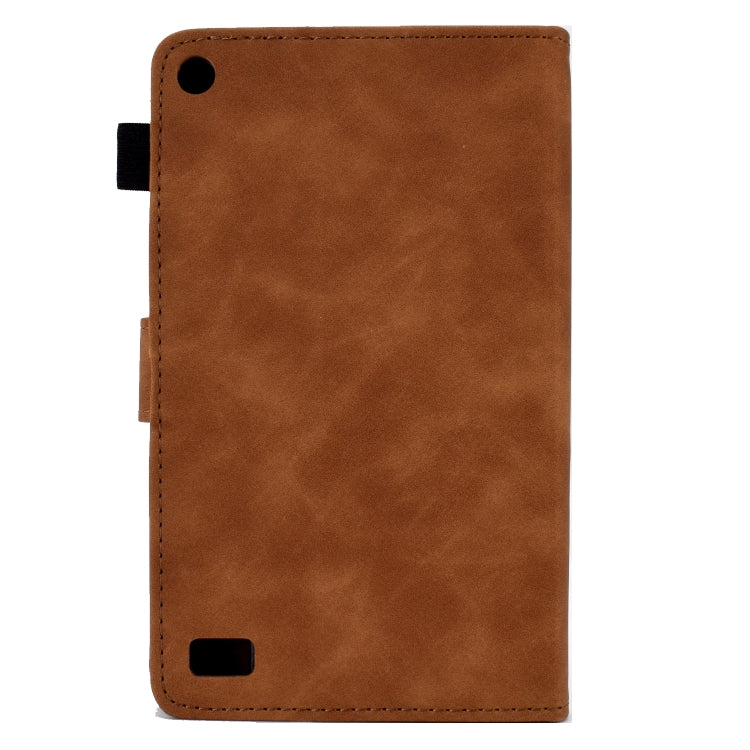 For Amazon Kindle Fire 7 2019/2017/2015 Embossed Smile Flip Tablet Leather Case(Brown) - Amazon by PMC TechLife | Online Shopping South Africa | PMC TechLife | Buy Now Pay Later Mobicred
