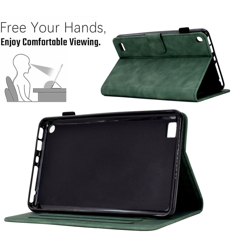 For Amazon Kindle Fire 7 2019/2017/2015 Embossed Smile Flip Tablet Leather Case(Green) - Amazon by PMC TechLife | Online Shopping South Africa | PMC TechLife | Buy Now Pay Later Mobicred
