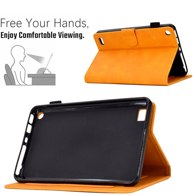 For Amazon Kindle Fire 7 2019/2017/2015 Embossed Smile Flip Tablet Leather Case(Khaki) - Amazon by PMC TechLife | Online Shopping South Africa | PMC TechLife | Buy Now Pay Later Mobicred