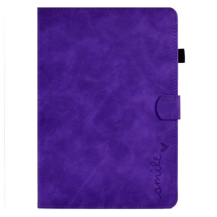 For Lenovo Tab M10 Embossed Smile Flip Tablet Leather Case(Purple) - Lenovo by PMC TechLife | Online Shopping South Africa | PMC TechLife | Buy Now Pay Later Mobicred