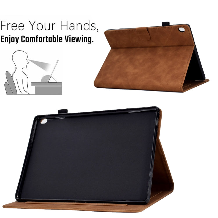 For Lenovo Tab M10 Embossed Smile Flip Tablet Leather Case(Brown) - Lenovo by PMC TechLife | Online Shopping South Africa | PMC TechLife | Buy Now Pay Later Mobicred