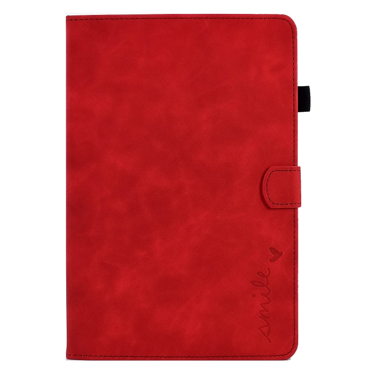 For Lenovo Tab M10 3rd Gen Embossed Smile Flip Tablet Leather Case(Red) - Lenovo by PMC TechLife | Online Shopping South Africa | PMC TechLife | Buy Now Pay Later Mobicred