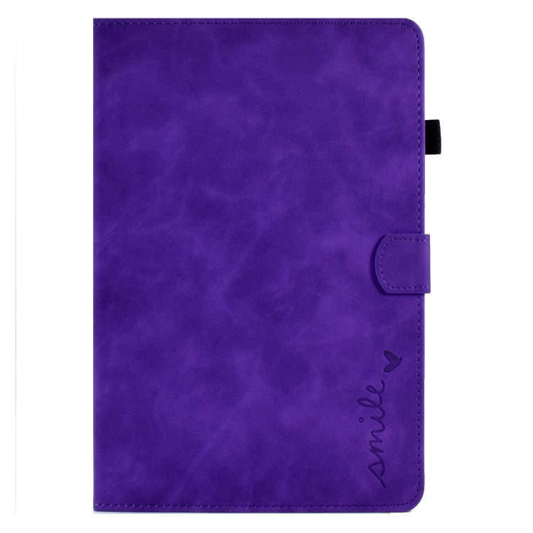 For Lenovo M10 Plus Embossed Smile Flip Tablet Leather Case(Purple) - Lenovo by PMC TechLife | Online Shopping South Africa | PMC TechLife | Buy Now Pay Later Mobicred