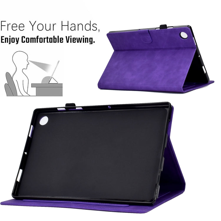 For Lenovo M10 Plus Embossed Smile Flip Tablet Leather Case(Purple) - Lenovo by PMC TechLife | Online Shopping South Africa | PMC TechLife | Buy Now Pay Later Mobicred