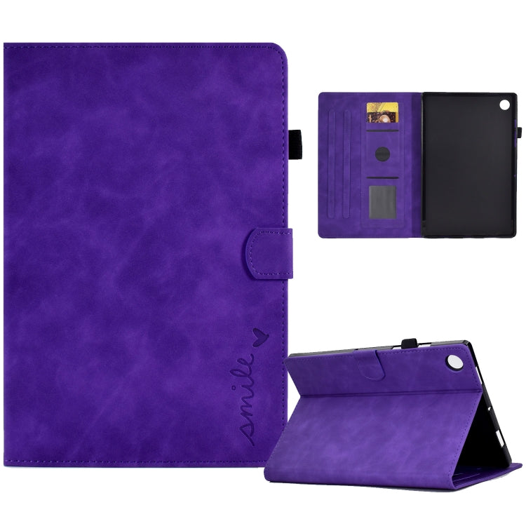 For Lenovo Tab M10 Plus 3rd Gen 10.6 inch Embossed Smile Flip Tablet Leather Case(Purple) - Lenovo by PMC TechLife | Online Shopping South Africa | PMC TechLife | Buy Now Pay Later Mobicred
