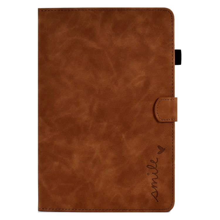 For Lenovo Tab M10 Plus 3rd Gen 10.6 inch Embossed Smile Flip Tablet Leather Case(Brown) - Lenovo by PMC TechLife | Online Shopping South Africa | PMC TechLife | Buy Now Pay Later Mobicred