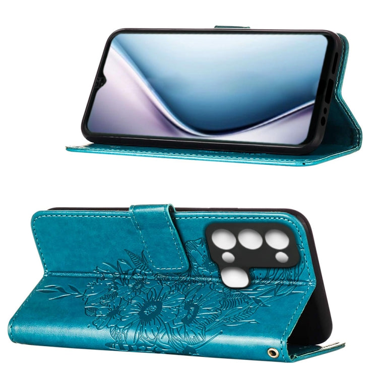 For Itel P38/S17/S1661W/Vision 3 Embossed Butterfly Flip Leather Phone Case(Blue) - More Brand by PMC TechLife | Online Shopping South Africa | PMC TechLife