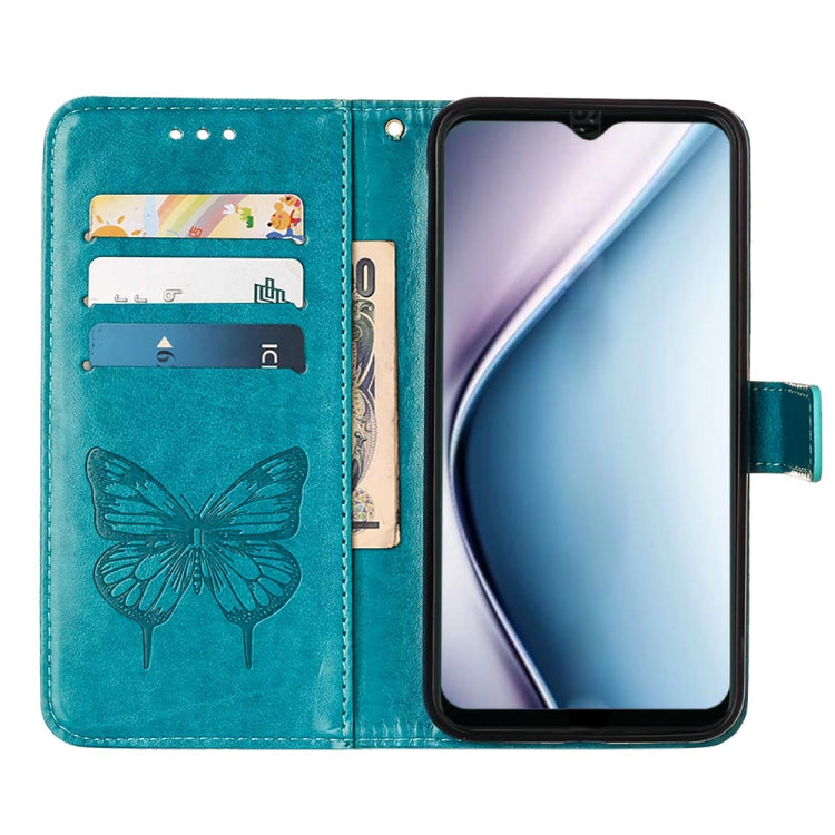 For Itel P38/S17/S1661W/Vision 3 Embossed Butterfly Flip Leather Phone Case(Blue) - More Brand by PMC TechLife | Online Shopping South Africa | PMC TechLife