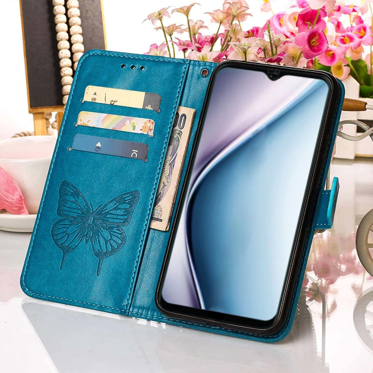 For Itel P38/S17/S1661W/Vision 3 Embossed Butterfly Flip Leather Phone Case(Blue) - More Brand by PMC TechLife | Online Shopping South Africa | PMC TechLife