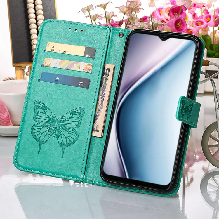 For Itel P38/S17/S1661W/Vision 3 Embossed Butterfly Flip Leather Phone Case(Green) - More Brand by PMC TechLife | Online Shopping South Africa | PMC TechLife
