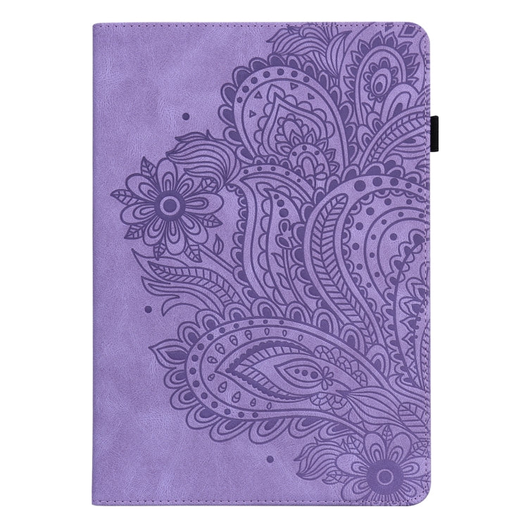 For Nokia T10 Peacock Embossed Pattern Leather Tablet Case(Purple) - Nokia by PMC TechLife | Online Shopping South Africa | PMC TechLife | Buy Now Pay Later Mobicred
