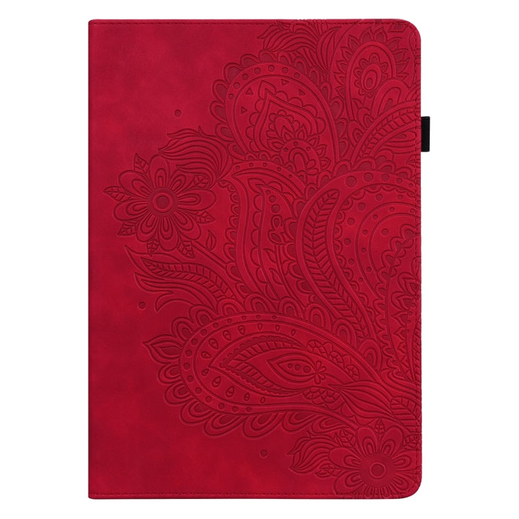 For Nokia T10 Peacock Embossed Pattern Leather Tablet Case(Red) - Nokia by PMC TechLife | Online Shopping South Africa | PMC TechLife | Buy Now Pay Later Mobicred