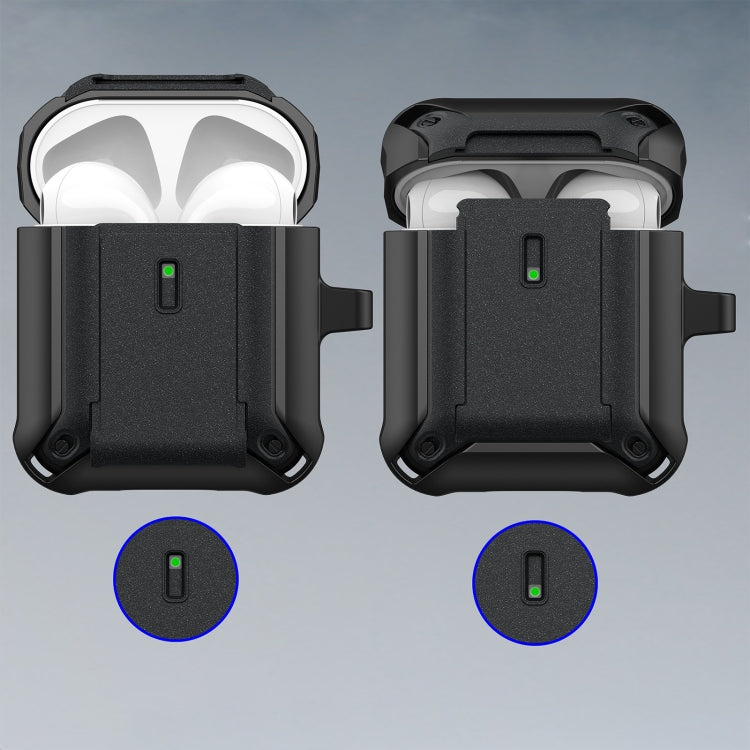 For AirPods 1 / 2 Sliding Buckle Wireless Earphone Protective Case with Hook(Black Yellow) - For AirPods 1/2 by PMC Jewellery | Online Shopping South Africa | PMC Jewellery | Buy Now Pay Later Mobicred