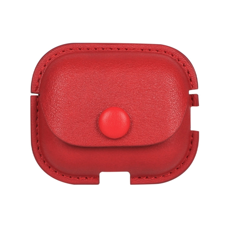 For AirPods Pro 2 Litchi Texture PU Leather Earphone Protective Case with Hook(Red) - For AirPods Pro 2 by PMC Jewellery | Online Shopping South Africa | PMC Jewellery | Buy Now Pay Later Mobicred