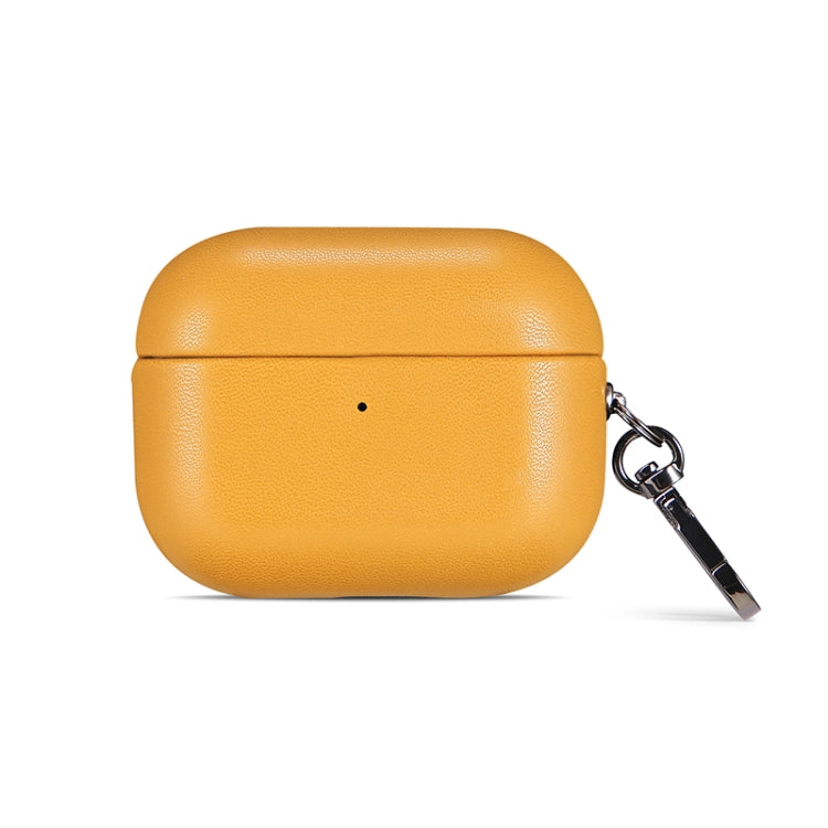 For Apple AirPods 3 PU Leather Wireless Bluetooth Earphone Protective Case(Yellow) - For AirPods 3 by PMC Jewellery | Online Shopping South Africa | PMC Jewellery | Buy Now Pay Later Mobicred