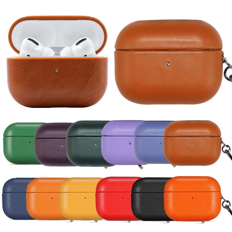 For Apple AirPods Pro PU Leather Wireless Bluetooth Earphone Protective Case(Brown) - For AirPods Pro by PMC Jewellery | Online Shopping South Africa | PMC Jewellery | Buy Now Pay Later Mobicred