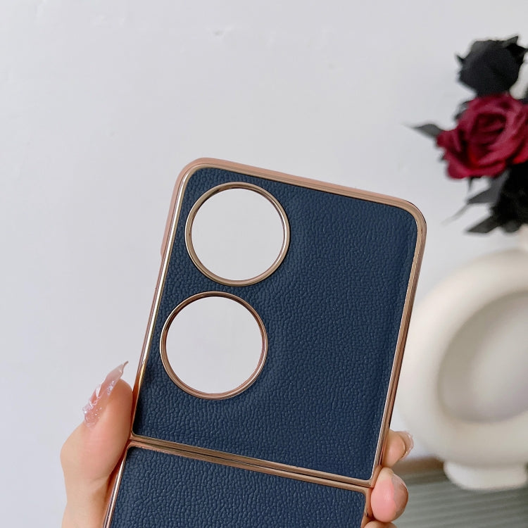 For Huawei P50 Pocket Genuine Leather Luolai Series Nano Plating Phone Case(Red) - Huawei Cases by PMC TechLife | Online Shopping South Africa | PMC TechLife | Buy Now Pay Later Mobicred