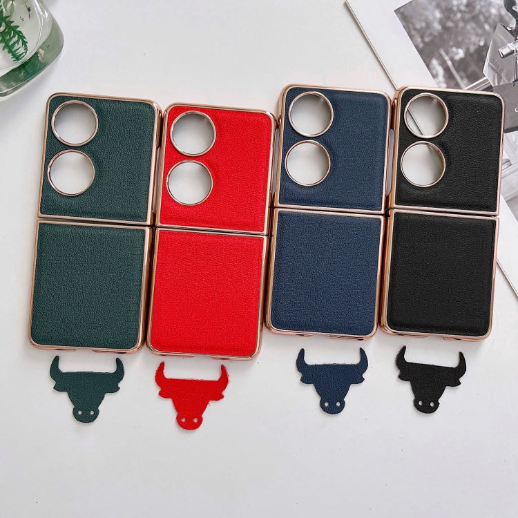 For Huawei P50 Pocket Genuine Leather Luolai Series Nano Plating Phone Case(Red) - Huawei Cases by PMC TechLife | Online Shopping South Africa | PMC TechLife | Buy Now Pay Later Mobicred