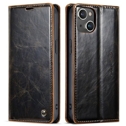 For iPhone 14 CaseMe 003 Crazy Horse Texture Leather Phone Case(Coffee) - iPhone 14 Cases by CaseMe | Online Shopping South Africa | PMC Jewellery | Buy Now Pay Later Mobicred